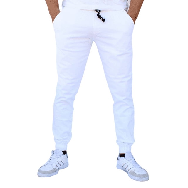 Jogger de gabardina John Silver Corte skinny color blanco
