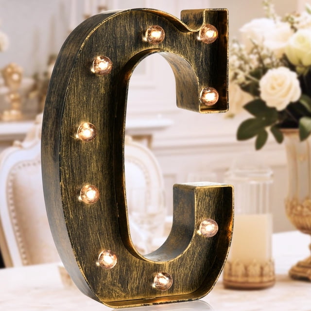 Letra Luminoso Vintage OYCBUZO Dorado Negro LED 22.5 cm