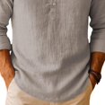 thumbnail image 5 of Men'S Cotton Linen Henley T-Shirt Button Down Long Sleeve Casual Shirts Lightweight Breathable Beach Sweatshirt, 5 of 5