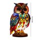 thumbnail image 4 of Luz de mesa de animales retro, vitral de resina, luz de noche, adorno para el hogar (búho), 4 of 7
