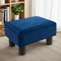 Dycanpo Small Rectangle Foot Stool Footrest Ottoman Stool with Velvet Fabric for Living Room, Blue