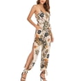 thumbnail image 4 of Defitshape Women's Summer Jumpsuit Boho Side Split Pant Jumper Sexy Jumpsuits Long Summer Fall Spaghetti Strap Elegant Chiffon Beige 8-10, 4 of 4