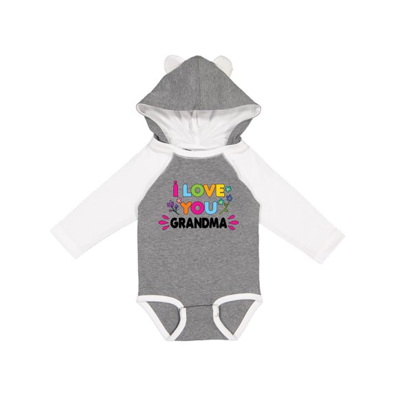 Inktastic I Love You Grandma with Flowers Girls Long Sleeve Baby Bodysuit