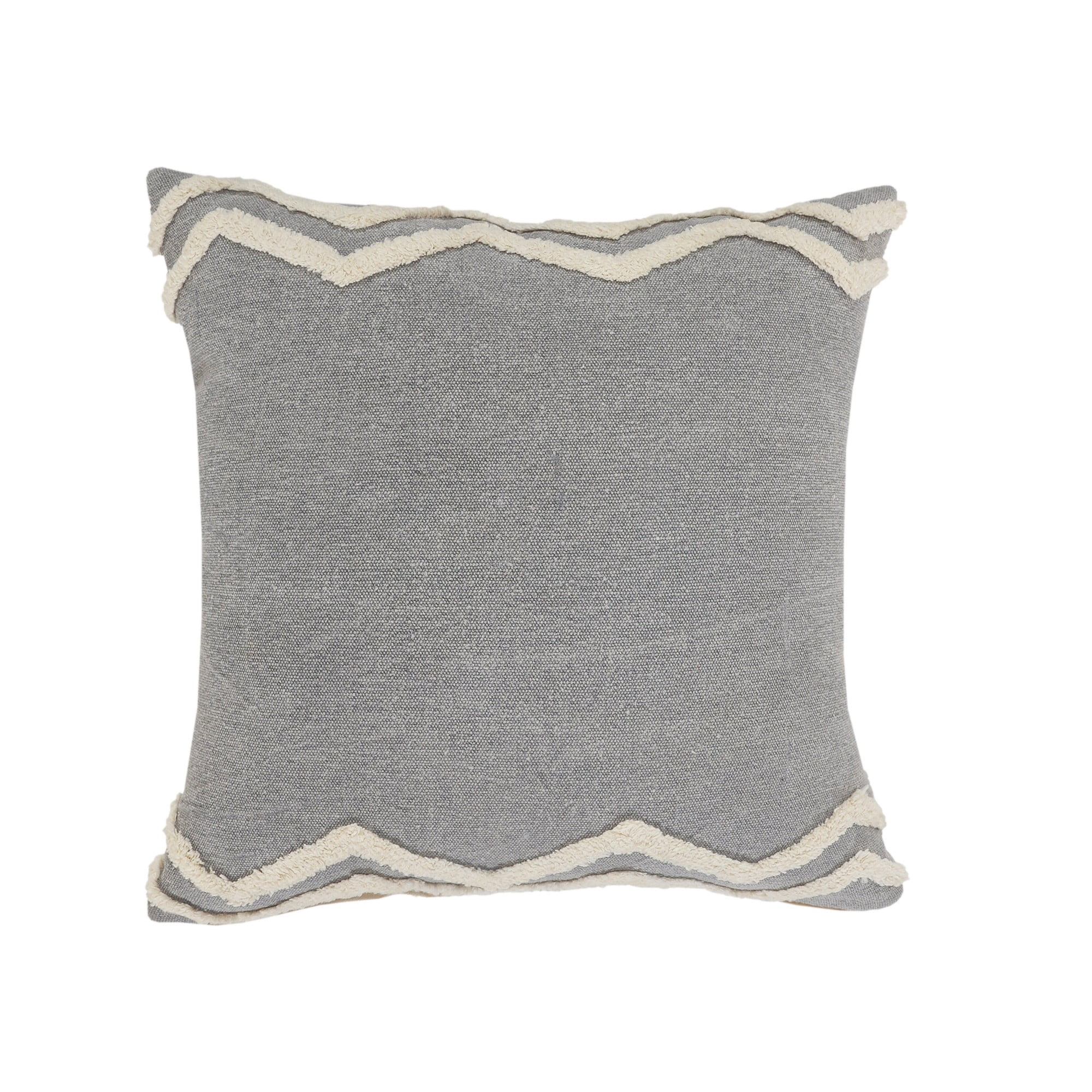 Laddha Home Designs Loomed Tufted Chevron Cotton Throw Pillow Cover - 20" - Gray and Cream