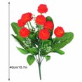 thumbnail image 2 of Ramo de flores de simulación de 9 cabezas, tela de adorno floral falso, decoración de vegetación, sala de estar, rojo oscuro Advancent HA8158-03B, 2 of 6