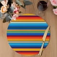 thumbnail image 3 of Colorful Striped Round 13 Inch Placemats Set of 6, Boho Rainbow Abstract Stripes Lines HeatResistant Non Slip Place Mats for Dining Table, Wipeable Braided Kitchen Table Mats for Housewarming, 3 of 9