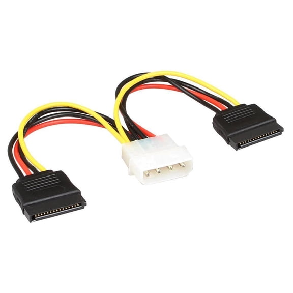 (5-Pack) JacobsParts Molex to SATA Power Cable Splitter Adapter Extension, 8" 20cm 18AWG