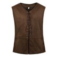 thumbnail image 1 of Lohuatrd Men Vintage Vest Medieval V Neck Sleeveless Lace Up Cardigan Solid Color Thin Steampunk Renaissance Gothic Style Waistcoat, 1 of 8