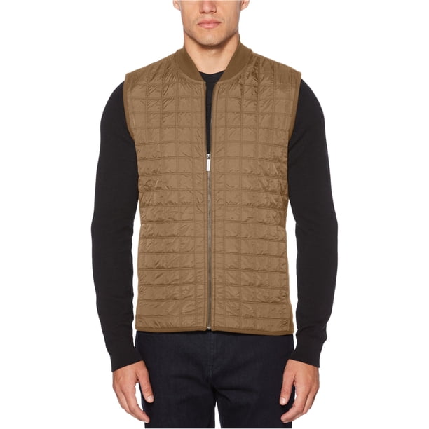 Chaleco acolchado texturizado Perry Ellis para hombre verde pequeño