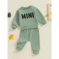thumbnail image 3 of Nygoyerh Newborn Baby Pants Set Letter Print Long Sleeve Crew Neck Sweatshirt with Pockets Long Pants 2PCS Outfits Fall Infant Clothing for 3M-3T, 3 of 7