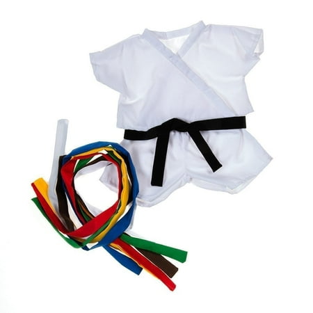 Karate Taekwondo Uniform with Color Belts for 14 -18 Stuffed Animals Plush Toy Outfit