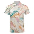 thumbnail image 4 of Marble Texture Men Zipper T-shirt Summer Casual Short Sleeve T-shirt Top, 4 of 7