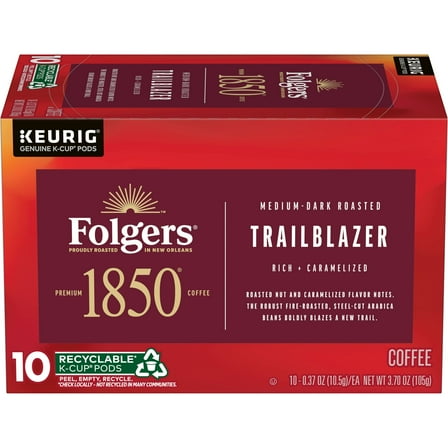 1850 Trailblazer, Medium-Dark Roast Coffee, Keurig K-Cup Pods, 10-Count Box