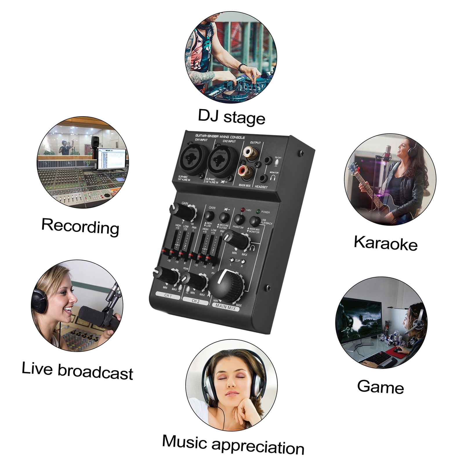 Tuner,Powered Studio Dj 5v Usb 3-channel Sound Console Studio Dj Network Usb Powered Studio 48v 5v Audio Built-in 48v Dj Network Live Built-in 48v 5v Usb Powered Huiop Buzhi