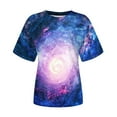 thumbnail image 5 of YI YI Summer Top for Women 2024 Novelty 3D Galaxy Universe Graphic Tees Short Sleeve Shirts Casual Polyester Tshirt XL White, 5 of 6