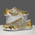 thumbnail image 4 of Women's Men's Glitter Sparkly Lace Up Sneakers Wide Width Non Slip Sequin Flat Walking Dressy Shoes, 4 of 5
