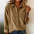 thumbnail image 2 of Womens Tops Oversized Corduroy Collared Button Down Long Sleeve Shacket Jacket Blouse Tops With Pocket M Size Going Out Tops For Women Women's Tops Tees & Blouses, 2 of 7