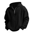 thumbnail image 6 of GiLiling Kids Waffle Hoodie - Boys Girls Solid Color Quarter Zip Long Sleeve Drawstring Hooded Sweatshirt with Pocket (Black, 16-17 Years), 6 of 9