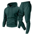 thumbnail image 3 of Men Full Zip Hoodie Tracksuit Set Soft Thick Fleece Sweatsuit Matching Jogger Outfit 2026 Fall Winter Relaxed Set Dark Green S, 3 of 3