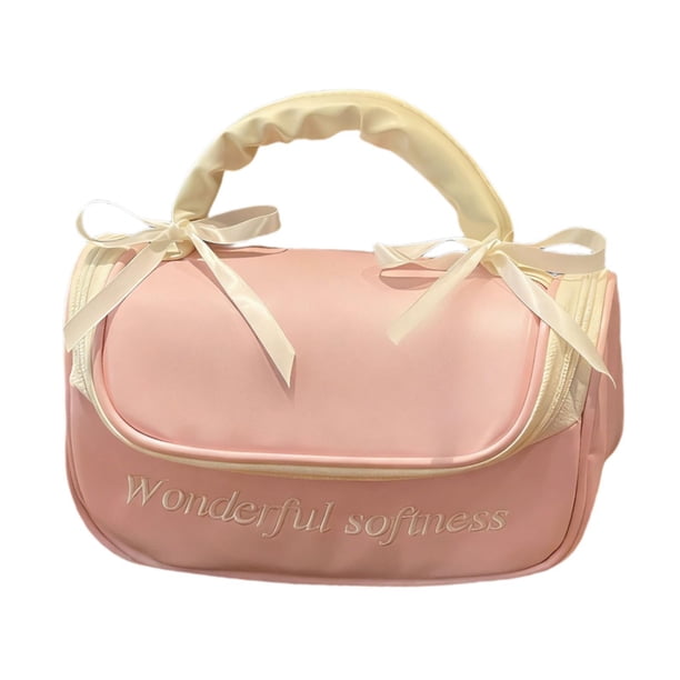Neceser para mujer, neceser de maquillaje, estuche de transporte portátil multifuncional, bolso de mano. Rosa S