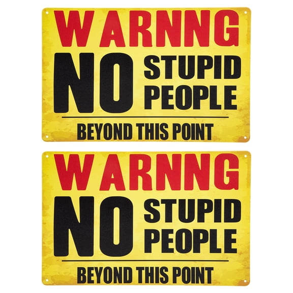 Pretyzoom 2Pcs Vintage Style Yellow Private Property Warning Signs Iron Sheet Outdoor Decor