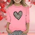 thumbnail image 2 of Byoo Leopard Heart Print Toddler Girl T Shirt Valentine 3/4 Sleeve Round Neck Active Pullover T-Shirt Soft Daily Kids Tee Top, 2 of 4