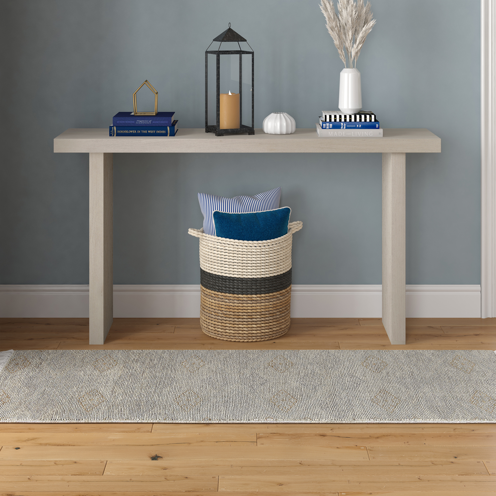 Evelyn&Zoe Modern/Contemporary 55" Wide Alder White Console Table