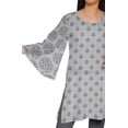 thumbnail image 4 of Moomaya Printed Indian Short Kurti Dress Poly Crepe Tunic Round Neck Mini Dress, 4 of 5