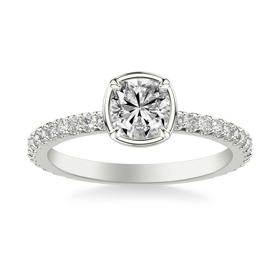 Oryn Jewel 14K White Gold Over Ring - 1.7 Ct Lab Created Diamond Solitaire with Accents Bezel Set Ring - Cushion Cut Engagement Ring - Stylish Jewelry Gift for Her - Daily Wear Diamond Ring