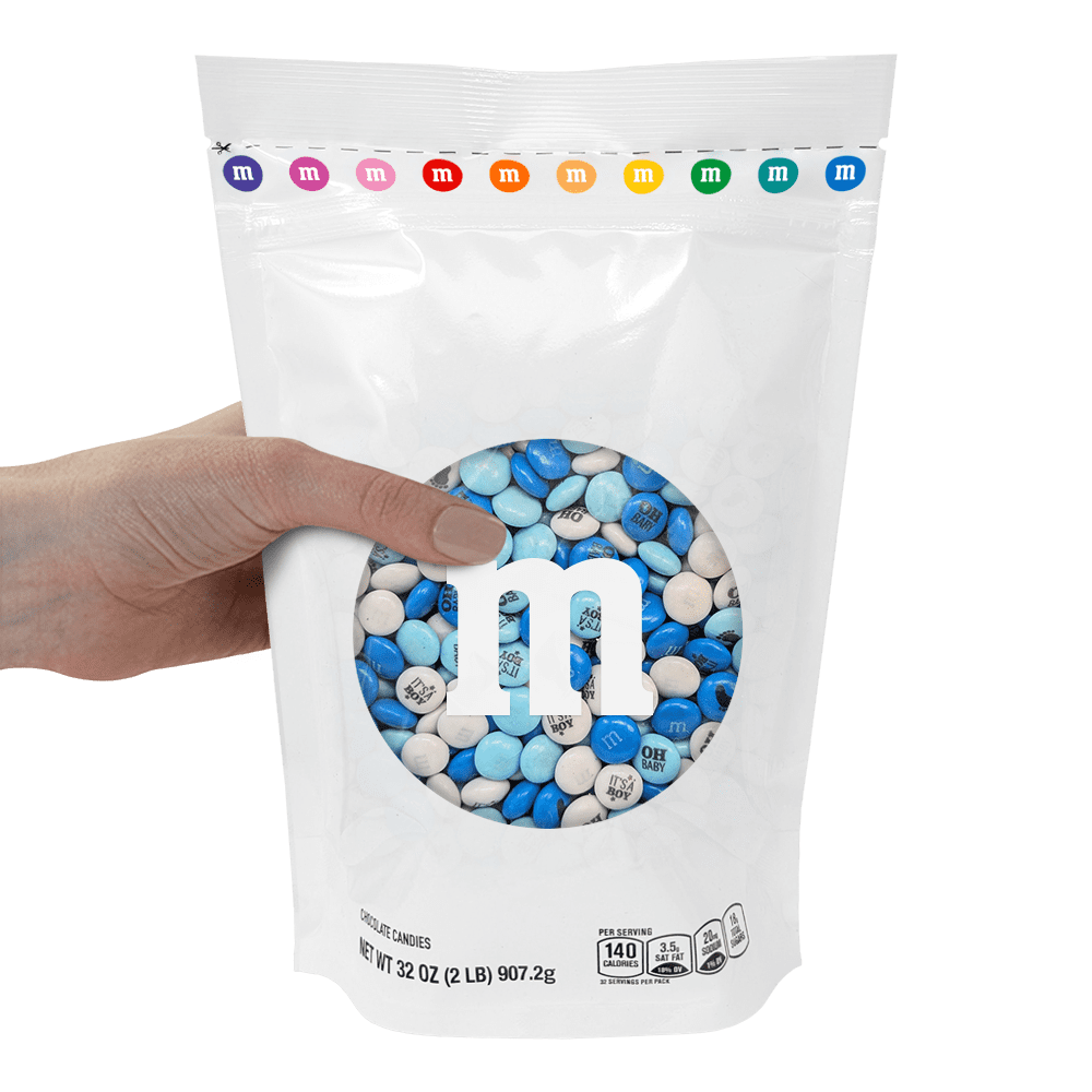 M&M'S It's A Boy Milk Chocolate Candy, Baby Shower or Gender Reveal Candy, 2lb Resealable Bulk Bag