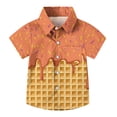 thumbnail image 3 of MGDXOX Kids Short Sleeve Ice Cream Print Button Down Shirts Lightweight Breathable Fabric Spring Summer Fun Casual Wear Orange 3-4 years, 3 of 8