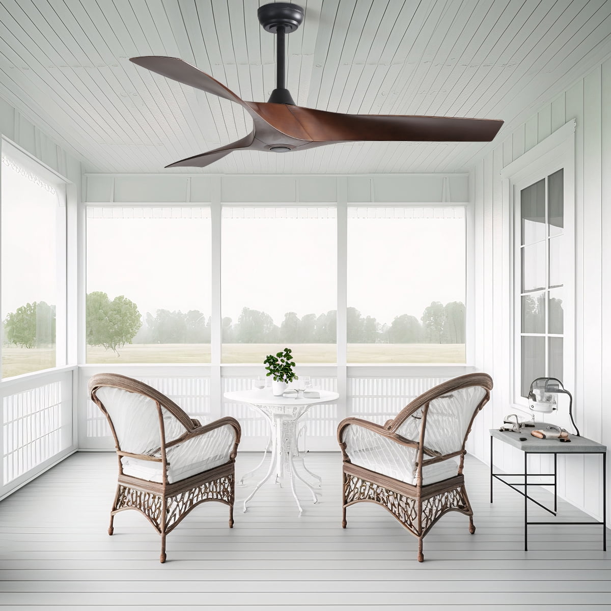 Sofucor 52" Downrod ABS Ceiling Fans with Remote,Reverse Airflow,6 Wind Speed,Sloped Ceiling Applicable