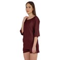 thumbnail image 4 of Inkmeso Solid Nightwear Set For WoMen's Boat Neck Top And Short Sleepwear 2 Pc Loungewear, 4 of 7