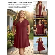 Cuteduck Womens Plus Size Dress Criss Cross V Neck Short Sleeve Summer Casual Dress 1X-5X