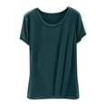 thumbnail image 2 of Yourumao Pyjamas Doux pour Femmes Chemises Confortables à Col Rond Amples Blouses Légères à Manches Courtes Basiques T-Shirts Unis Été Haut Classique, 2 of 3