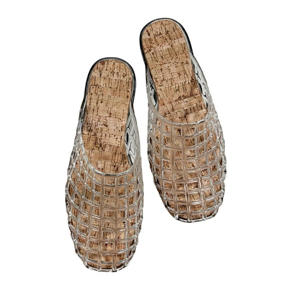 Fgnfyis Women's Slipper Jelly Mesh Ballet Ballerina Sandals Clear Summer on Comfortable Beach Low Heel Jellies Shoes for Women Womens Slippers White