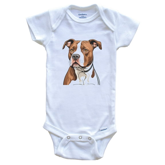 Cute Pit Bull Dog Breed Baby Bodysuit, 0-3 months white