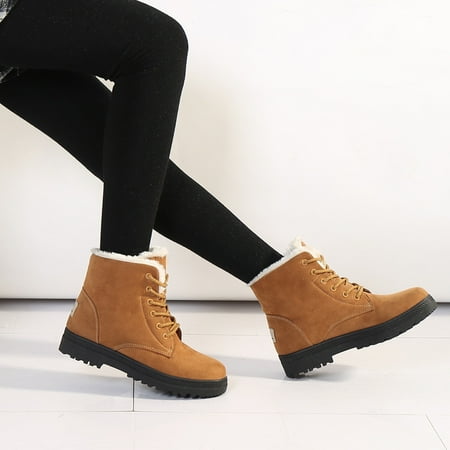 

Women‘s Round Toe Lace Up Boots Warm Faux Fur Lined Ankle Boots Women‘s Footwear