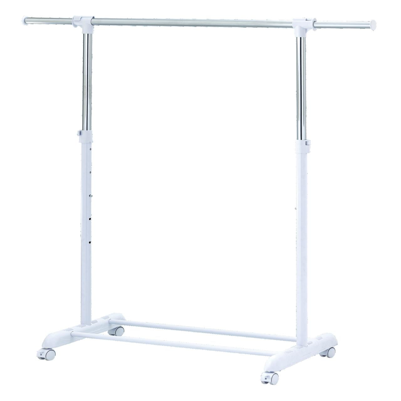 Mainstays Adjustable Metal Rolling Garment Rack, Chrome & White