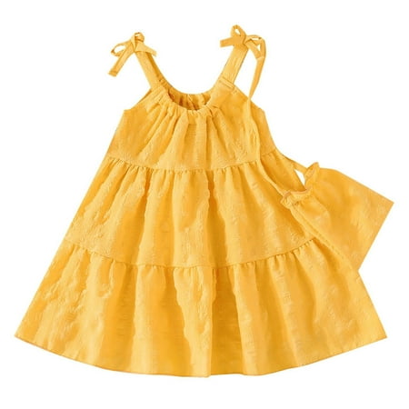 

Tengma Toddler Girls Dresses Kids Baby Summer Casual Halter Solid Color Splicing A Line Dress Party Princess Dress Clothes Princess Dresses Yellow 4Y