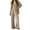 Khaki, variant on Womens 3 Piece Loungewear Set, Cozy Homewear Set with Long Sleeve Cardigan, Cami Top, and Wide Leg Pants Loungewear Set