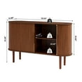 thumbnail image 5 of PHOYAL Oval Sideboards Buffets Cabinet, Fluted Sideboard Storage Cabinet with 2 Sliding Tambour Doors, 53.54" * 14.96" * 33.46", Walnut, 5 of 7