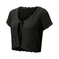 thumbnail image 6 of Lixiuxyad Womens Open Front Cardigan Breathable Lace Knit Summer Beach Cover Up For Lightweight Short Sleeve Open Front Cardigan,Black, 6 of 6