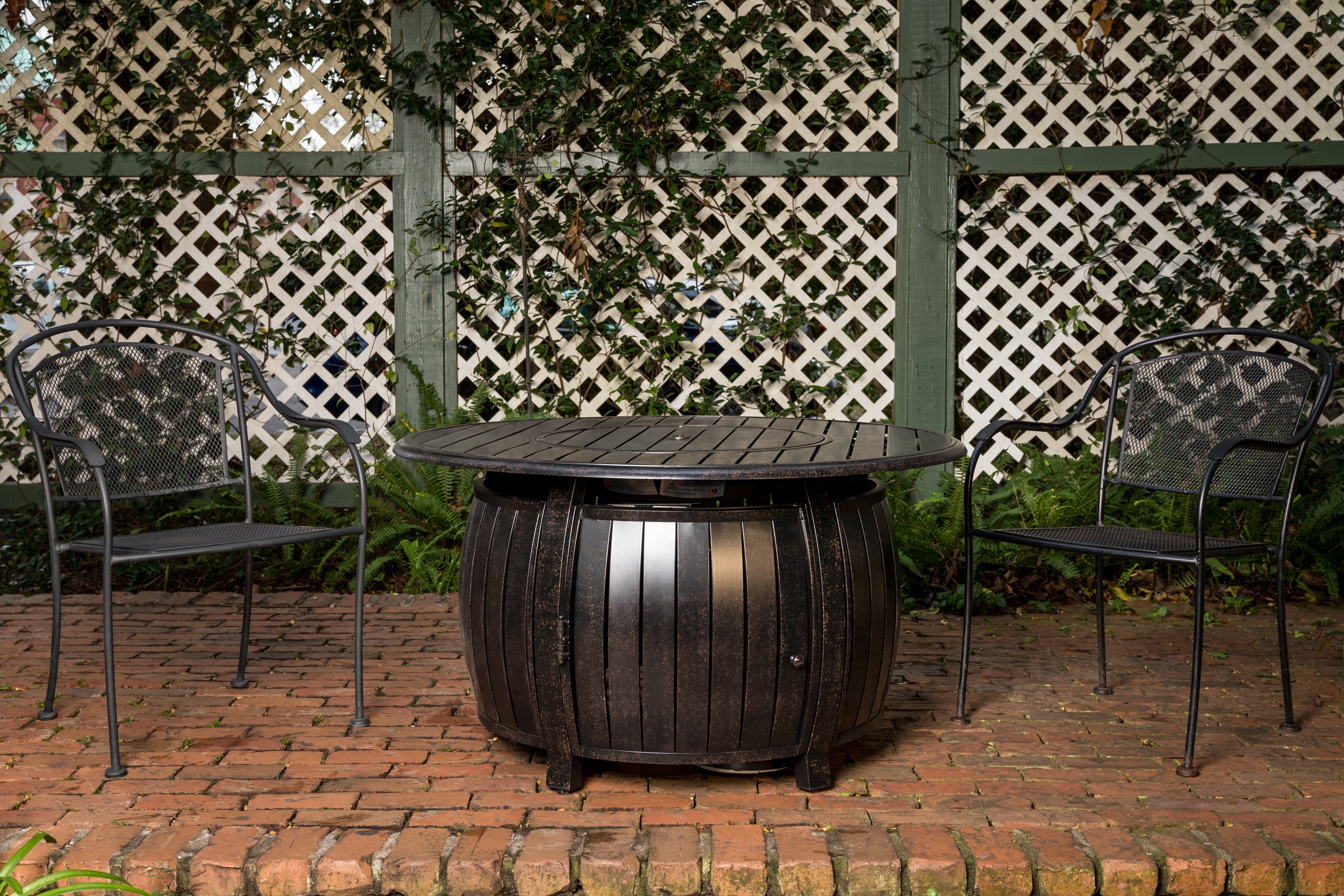 Fire Sense Copper Aluminum Gas Fire Pit Table Multi-Functional with Fire Bowl Lid, Bronze Finish-44"