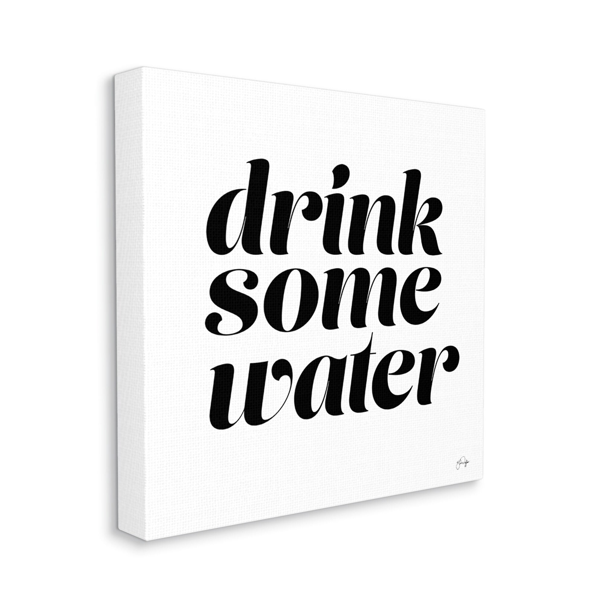 Stupell Industries Drink Some Water Motivational Phrase Minimal Bold Typography, 30 x 30,Design by Yass Naffas Designs
