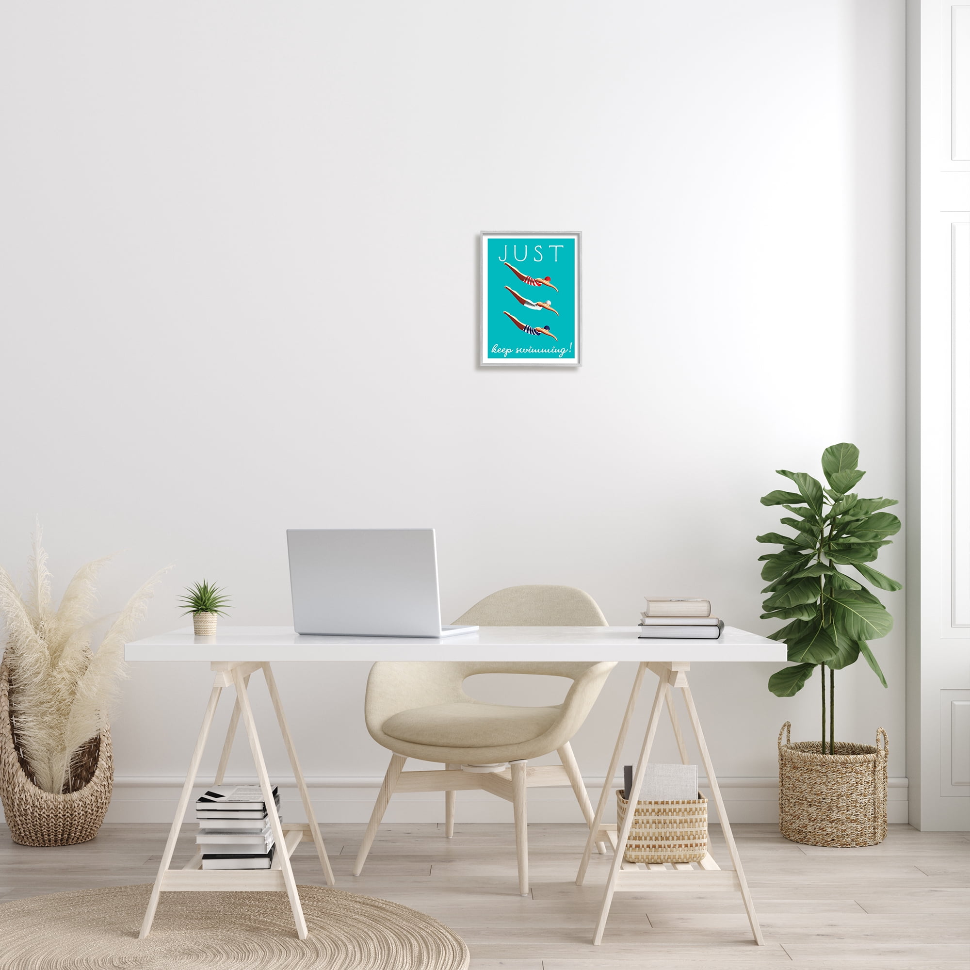 Stupell Home Décor Industries Trio of Female Divers Just Keep Swimming Phrase, 11 x 14, Designed by Elizabeth Tyndall