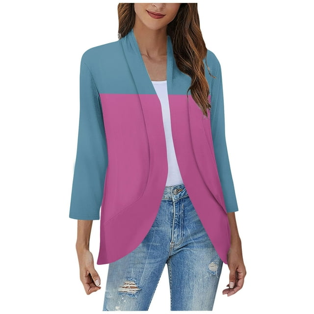 AherBiu Cardigan pour Femmes Léger Manches 3/4 Ouvert Cardigans Automne Décontracté Confortable Boléros Extérieur