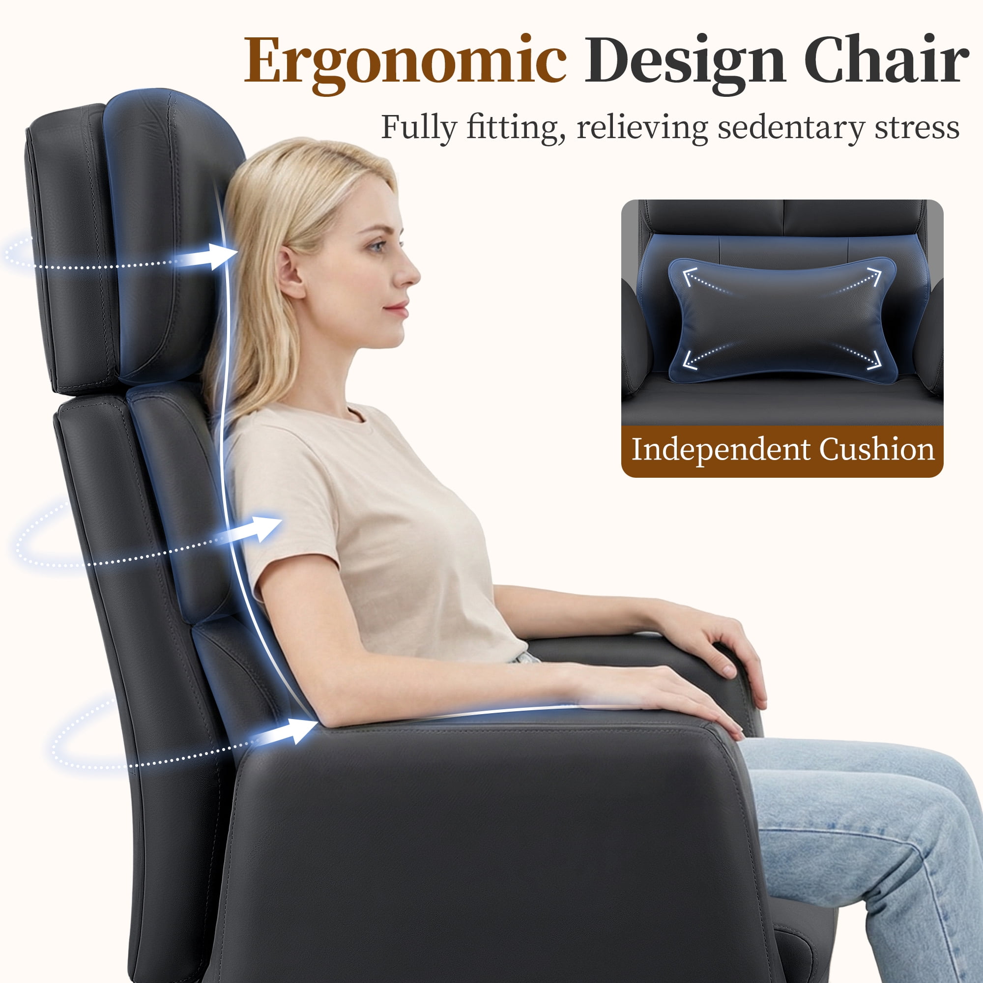 COOLHUT Big and Tall Office Chair 500LBS, Wide Seat Executive Office Desk Chair with Adjuatable Armrests and Headrest, PU Leather Hight Back Computer Chair with Footrest and Lumbar Suppor, Black