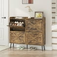 thumbnail image 2 of VEANERWOOD Shoe Cabinet with 4 Flip-Flop Drawers, Narrow Shoe Rack for Entryway Hallway, Freestanding, Rustic Brown, 2 of 9
