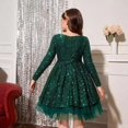 thumbnail image 4 of Mercatoo Girls Christmas Sequin Dress Flower Tulle Layered Long Sleeve Crewneck Skirt Kids Cute Birthday Part𝐲 Holiday Dresses, 4 of 7